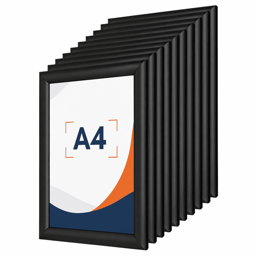 Lot de 10 Cadres Clic-Clac Aluminium A4 Noir