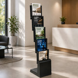 Porte-Brochures Pliable Aluminium 5x A4 en situation