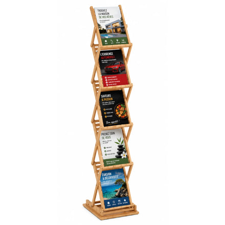 Porte-Brochures Pliable Bois 5x A4