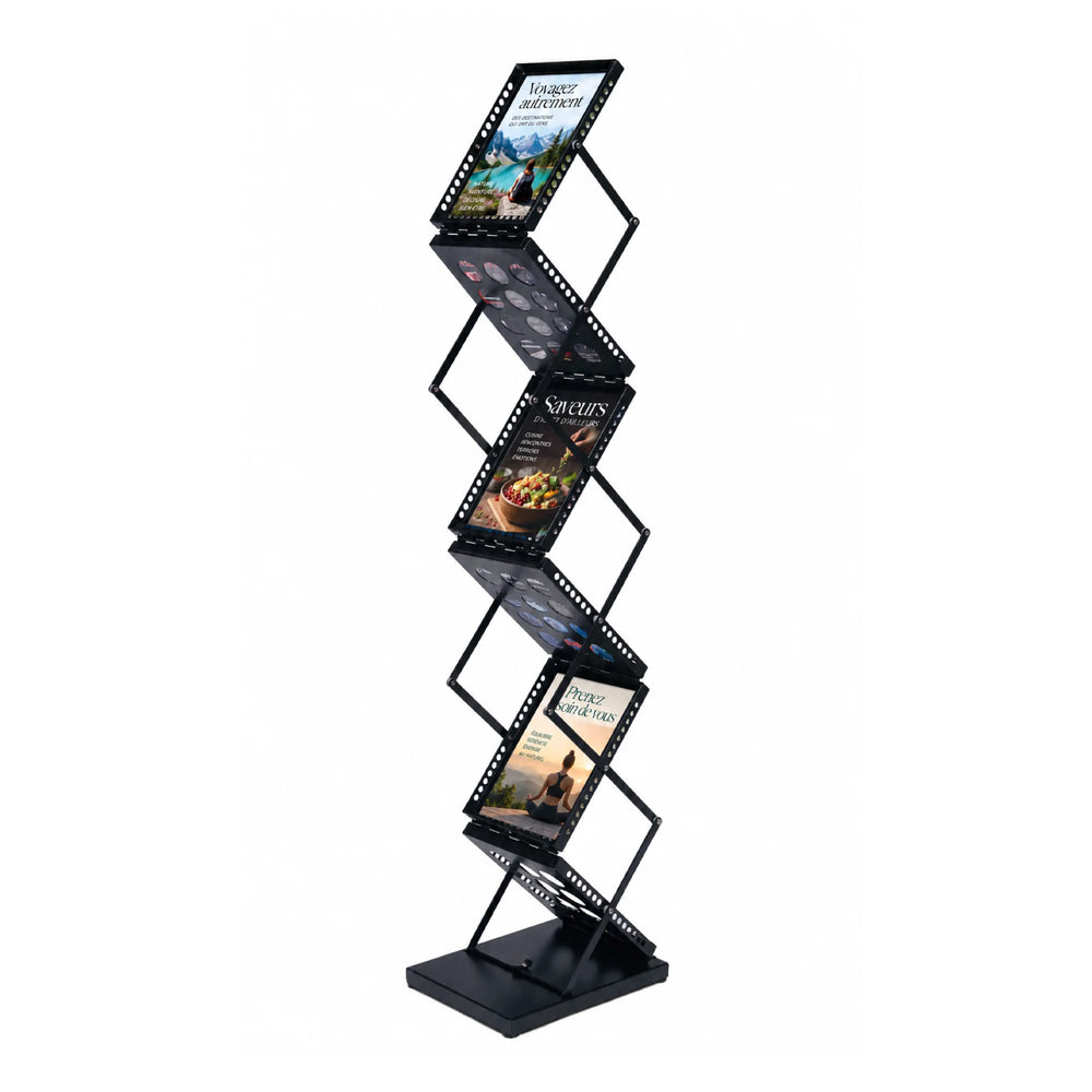 Porte-Brochures Pliable Double Face 6x A4 Noir