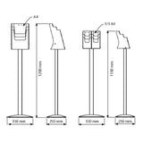Porte-Brochures sur Pied Multi-Cases dimensions