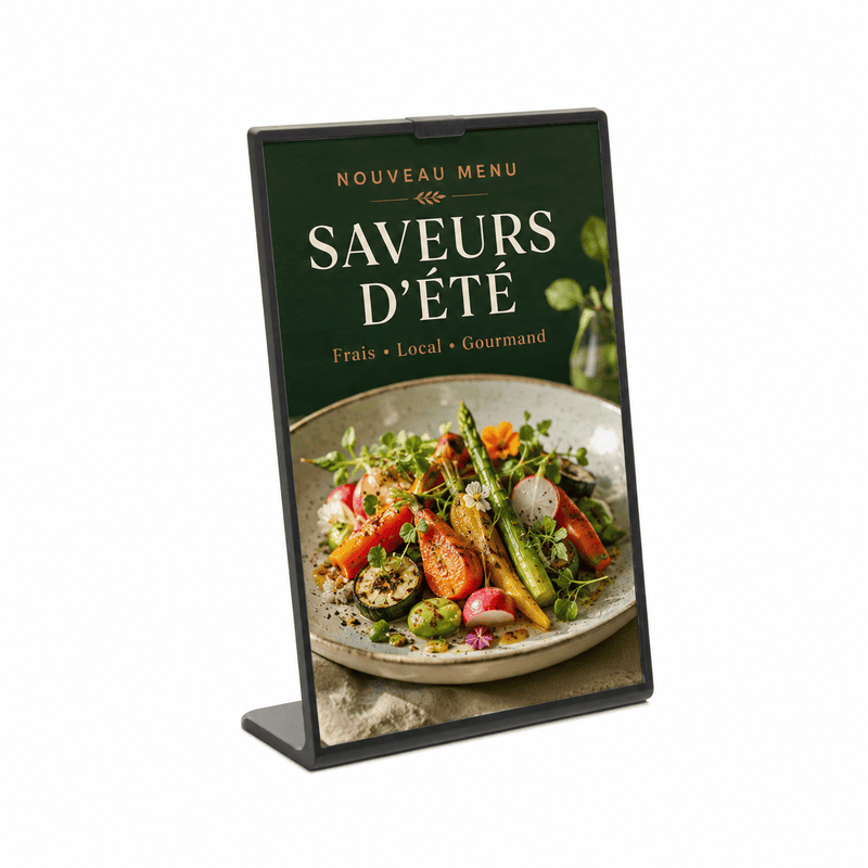 Porte-Menu de Table en L Noir en situation