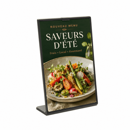 Porte-Menu de Table en L Noir en situation