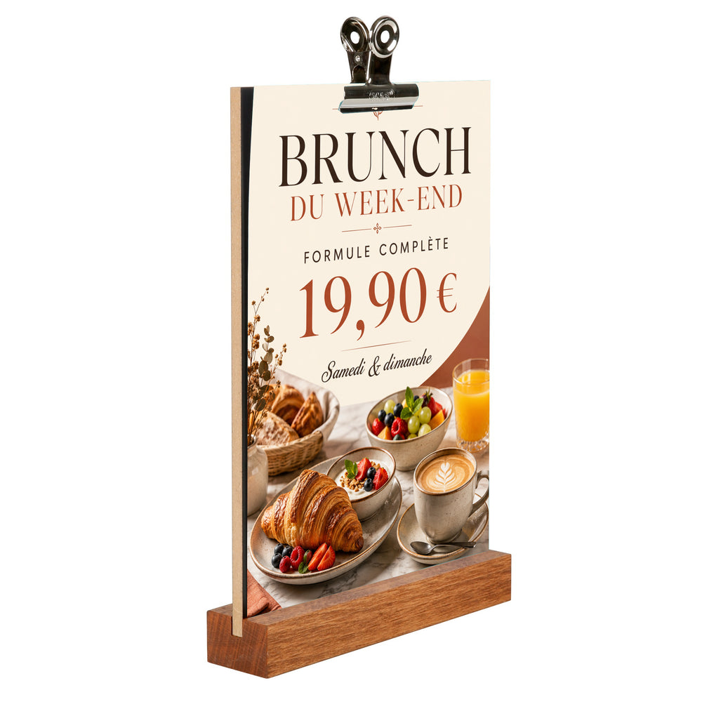 Présentoir de Table à Pince en Bois