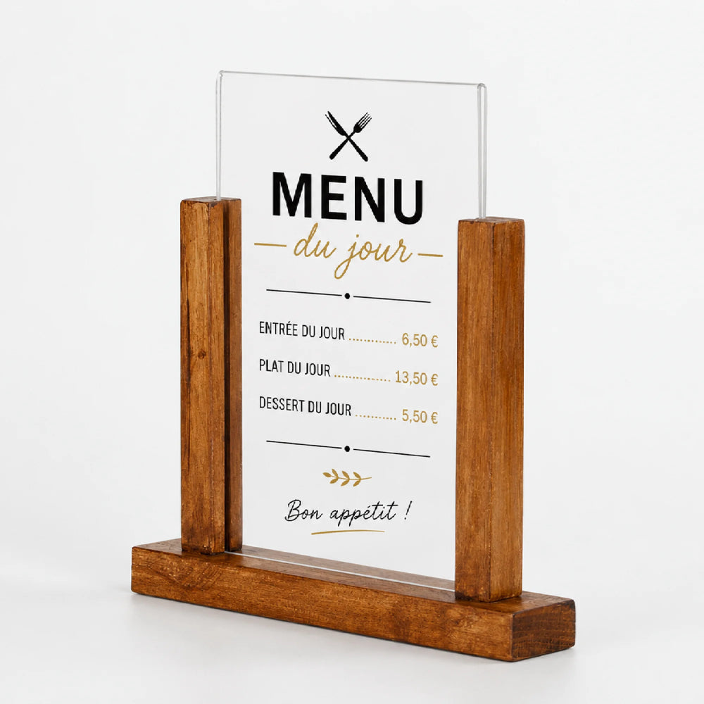 Présentoir de Table Vintage en Bois Affiche