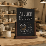Présentoir de Table Vintage en Bois Ardoise en situation