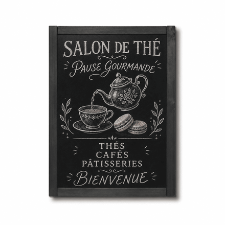Tableau Ardoise Mural en Bois Noir
