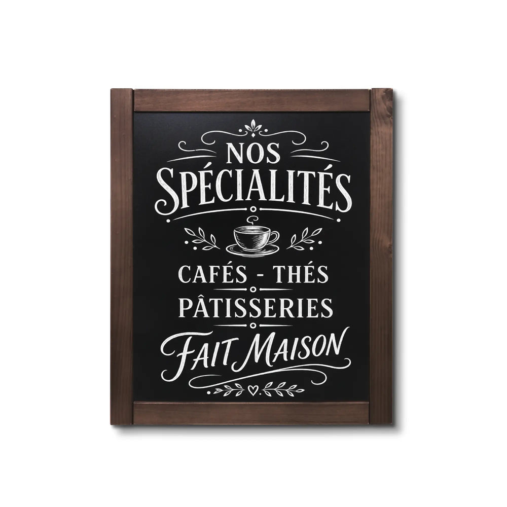 Tableau Ardoise Mural en Bois 500 x 600 mm Bois Foncé