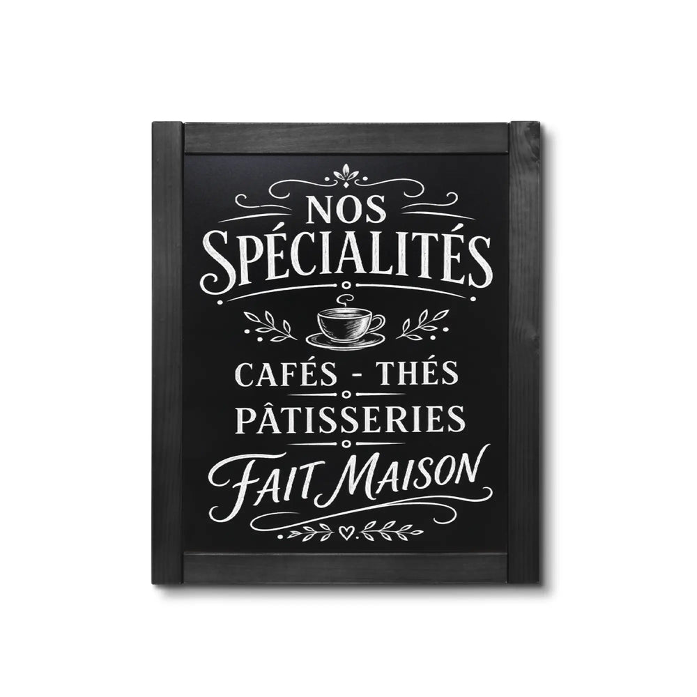 Tableau Ardoise Mural en Bois 500 x 600 mm Noir