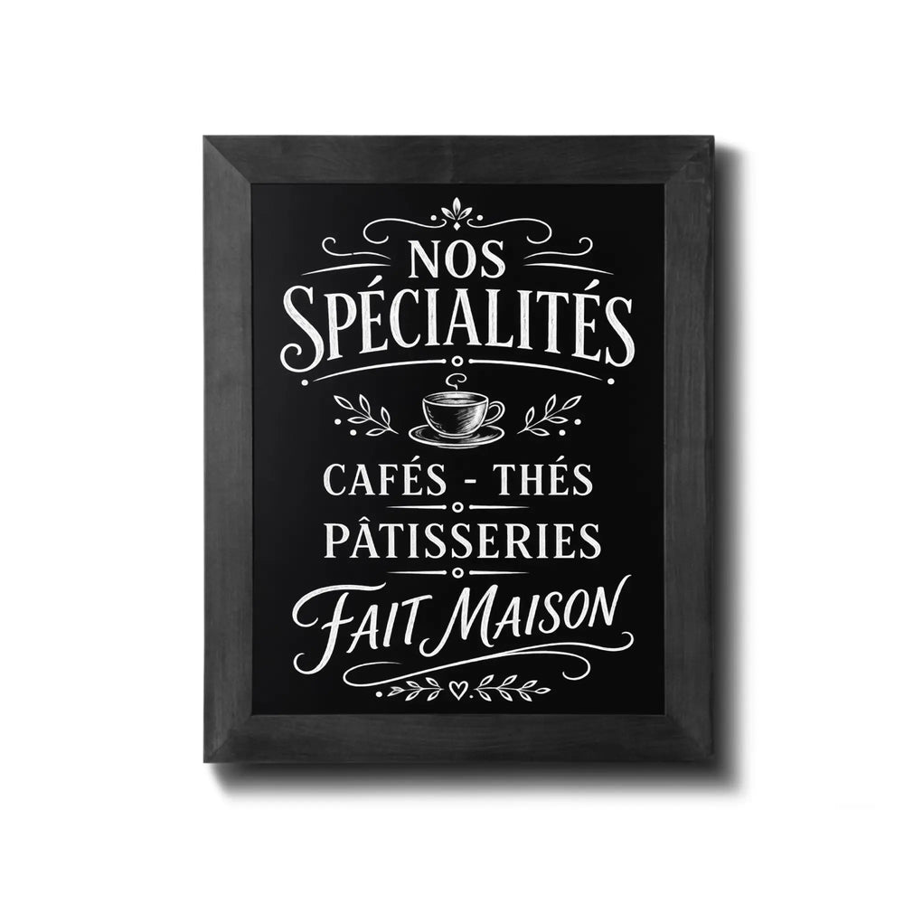 Tableau Ardoise Mural en Bois Premium 300 x 400 mm Noir