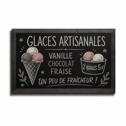 Tableau Ardoise Mural en Bois Premium 560 x 1000 mm Noir
