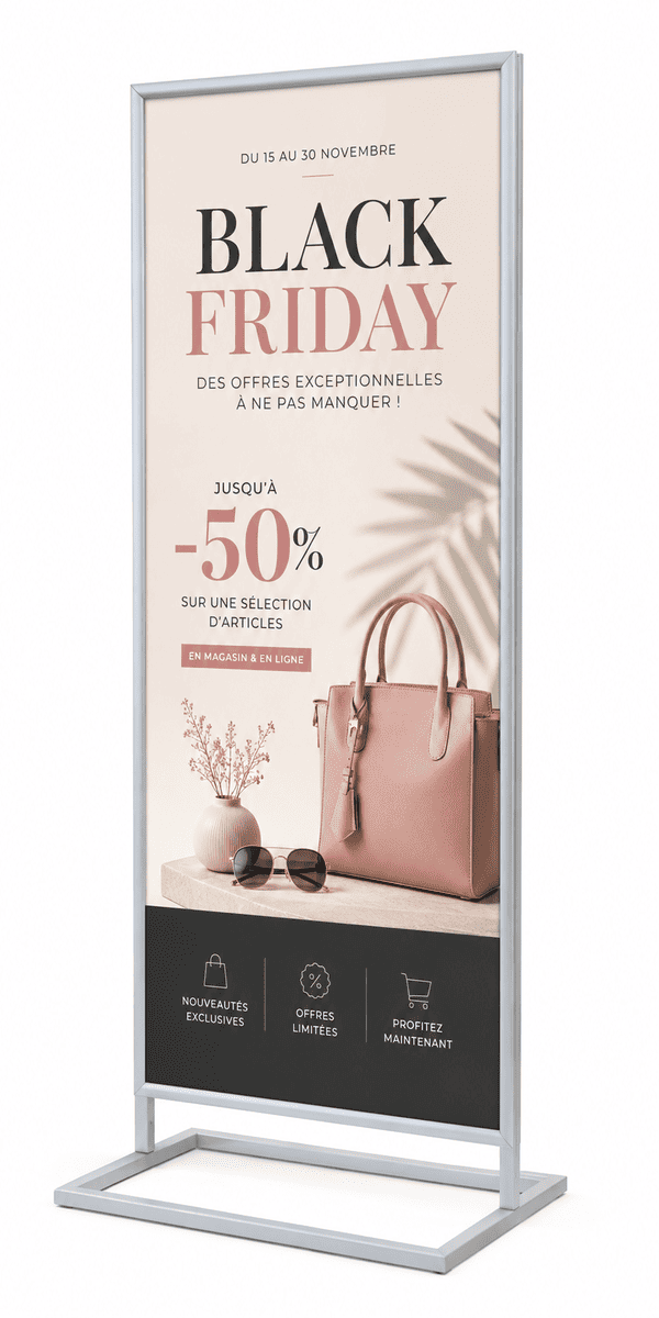 Totem Publicitaire Double Face 2 x A1 Argent
