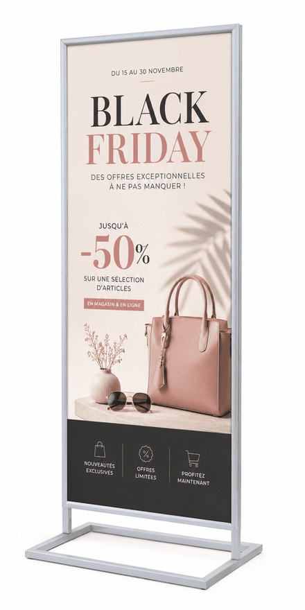 Totem Publicitaire Double Face 2 x A1 Argent