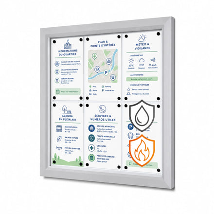 Vitrine d'Affichage Extérieure Verrouillable 6 x A4 Argent