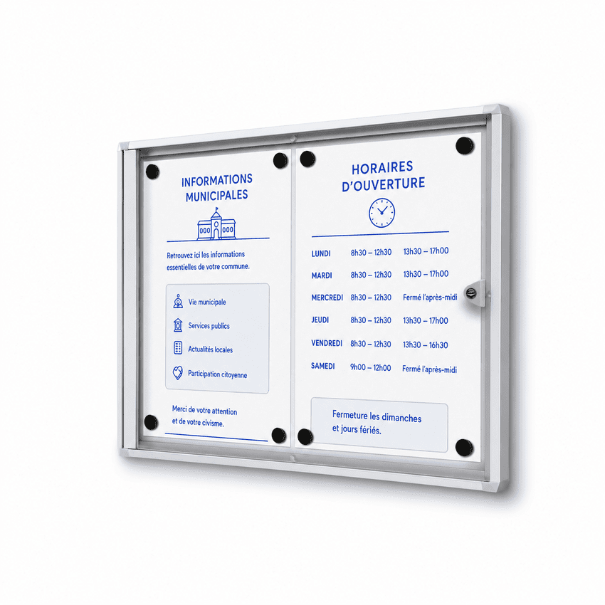 Vitrine d'Affichage Intérieure Éco 2 x A4 Argent Standard