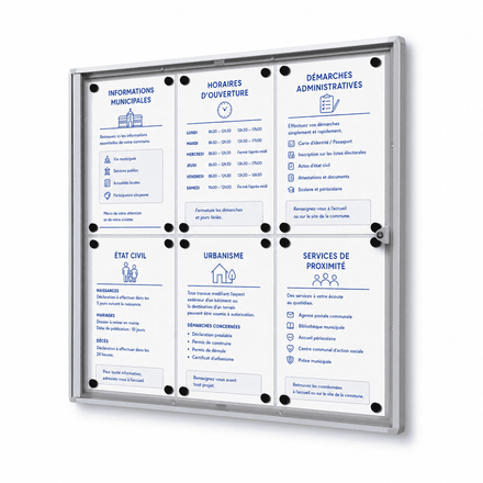 Vitrine d'Affichage Intérieure Éco 6 x A4 Argent Standard