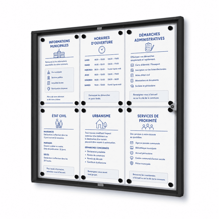 Vitrine d'Affichage Intérieure Éco 6 x A4 Noir Standard