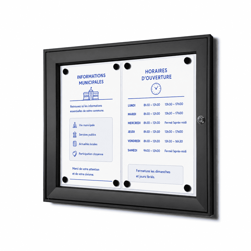 Vitrine d'Affichage Verrouillable 2 x A4 Noir Standard