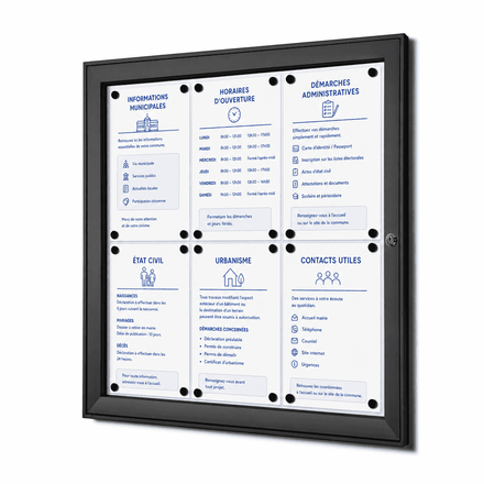 Vitrine d'Affichage Verrouillable 6 x A4 Noir