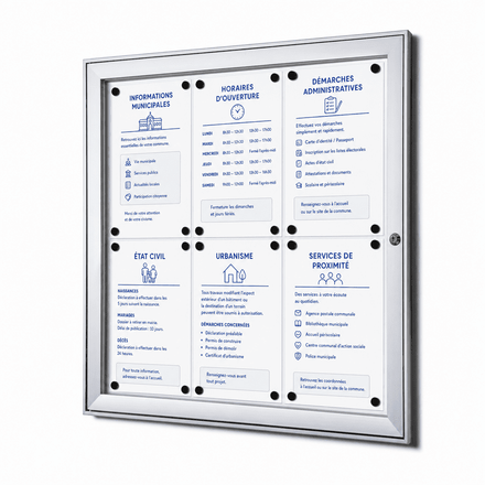 Vitrine d'Affichage Verrouillable 6 x A4 Argent